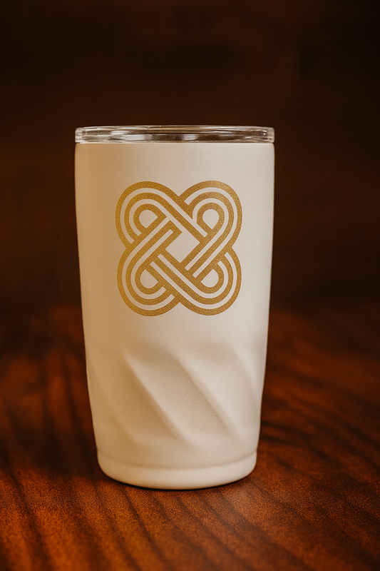 Vaso térmico 350ml - Color Blanco con Dorado